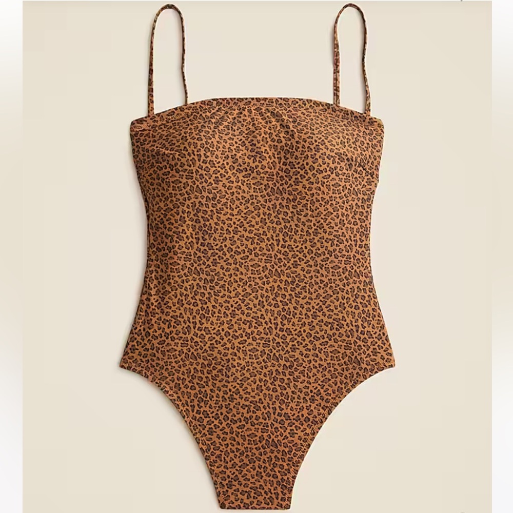 J Crew Squareneck one-piece in leopard print